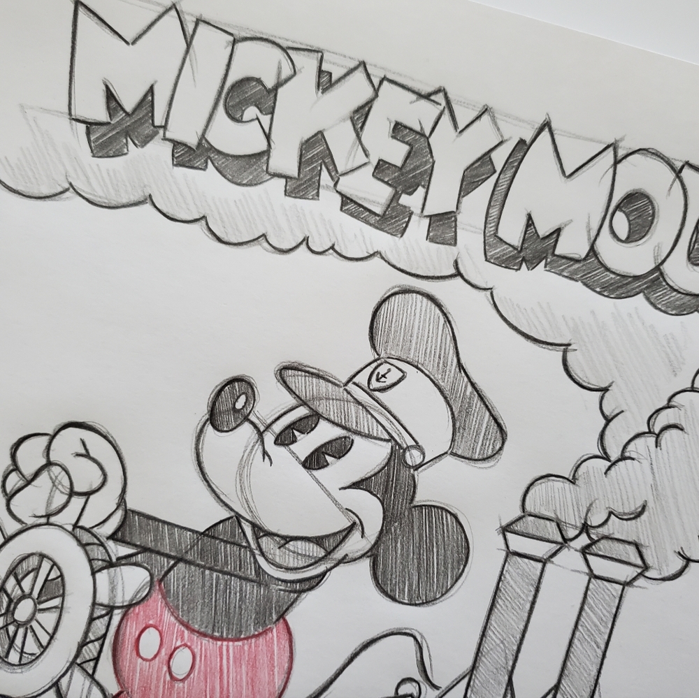 Disney Mickey Mouse Steamboat Willie color Drawing/Sketch signed art - Picture 2 of 5